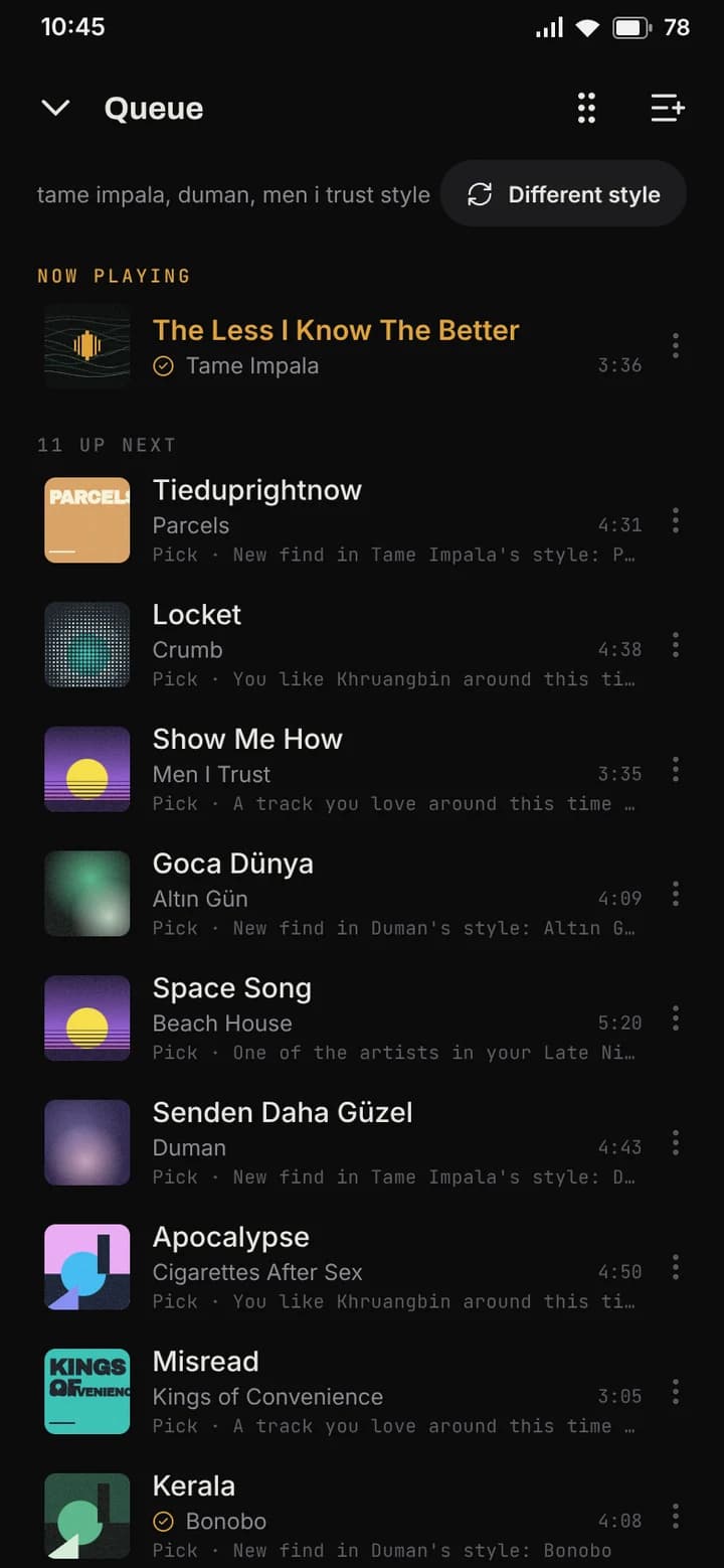 Up next, and why each track is there