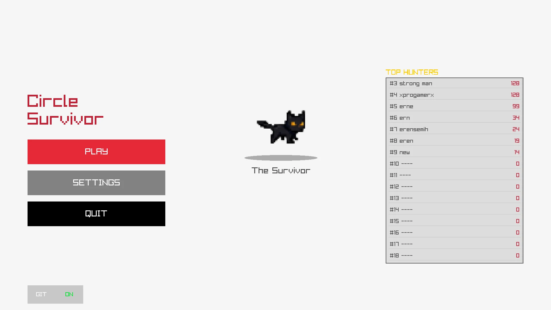 Main menu with the local leaderboard