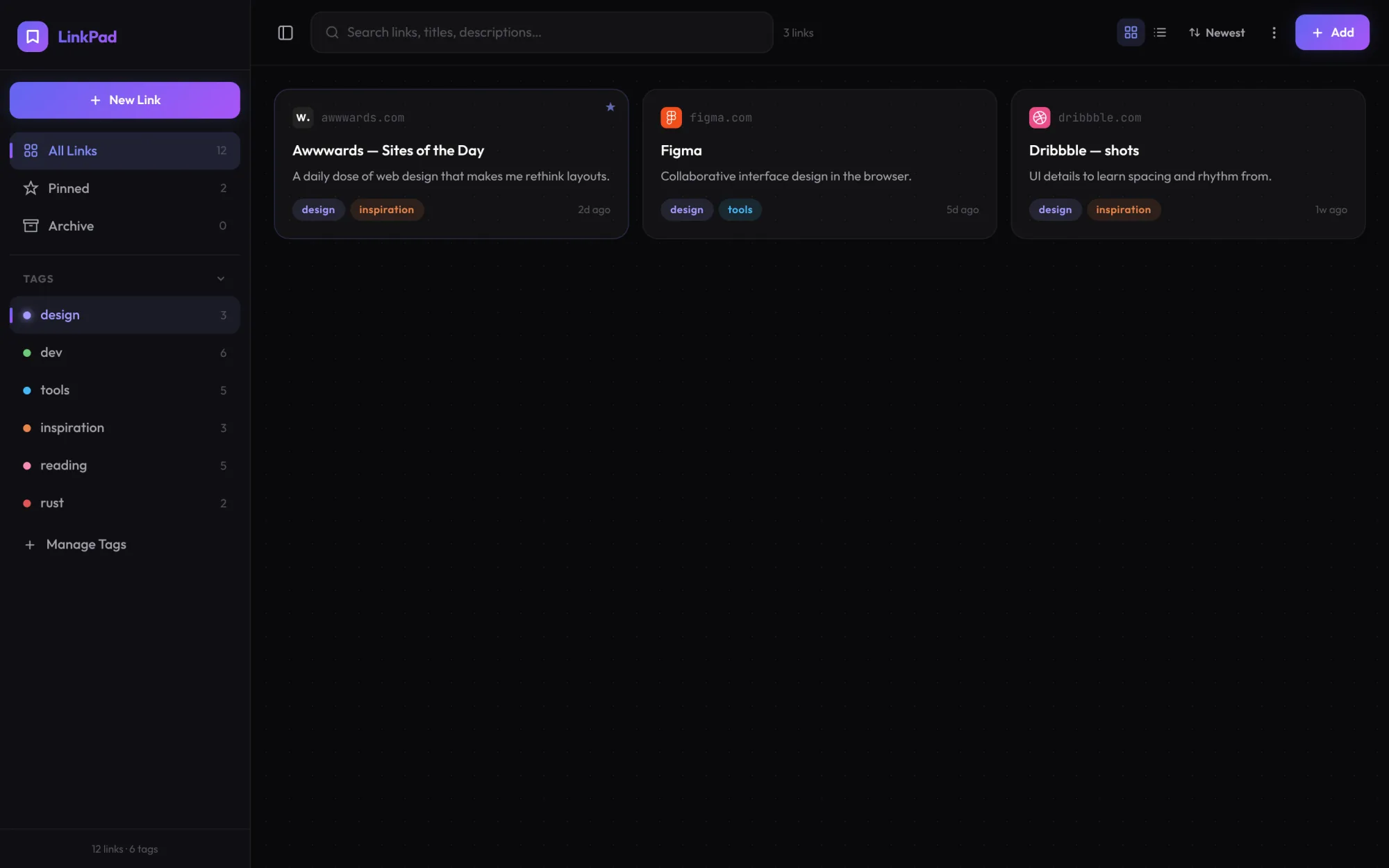One click on a tag filters everything