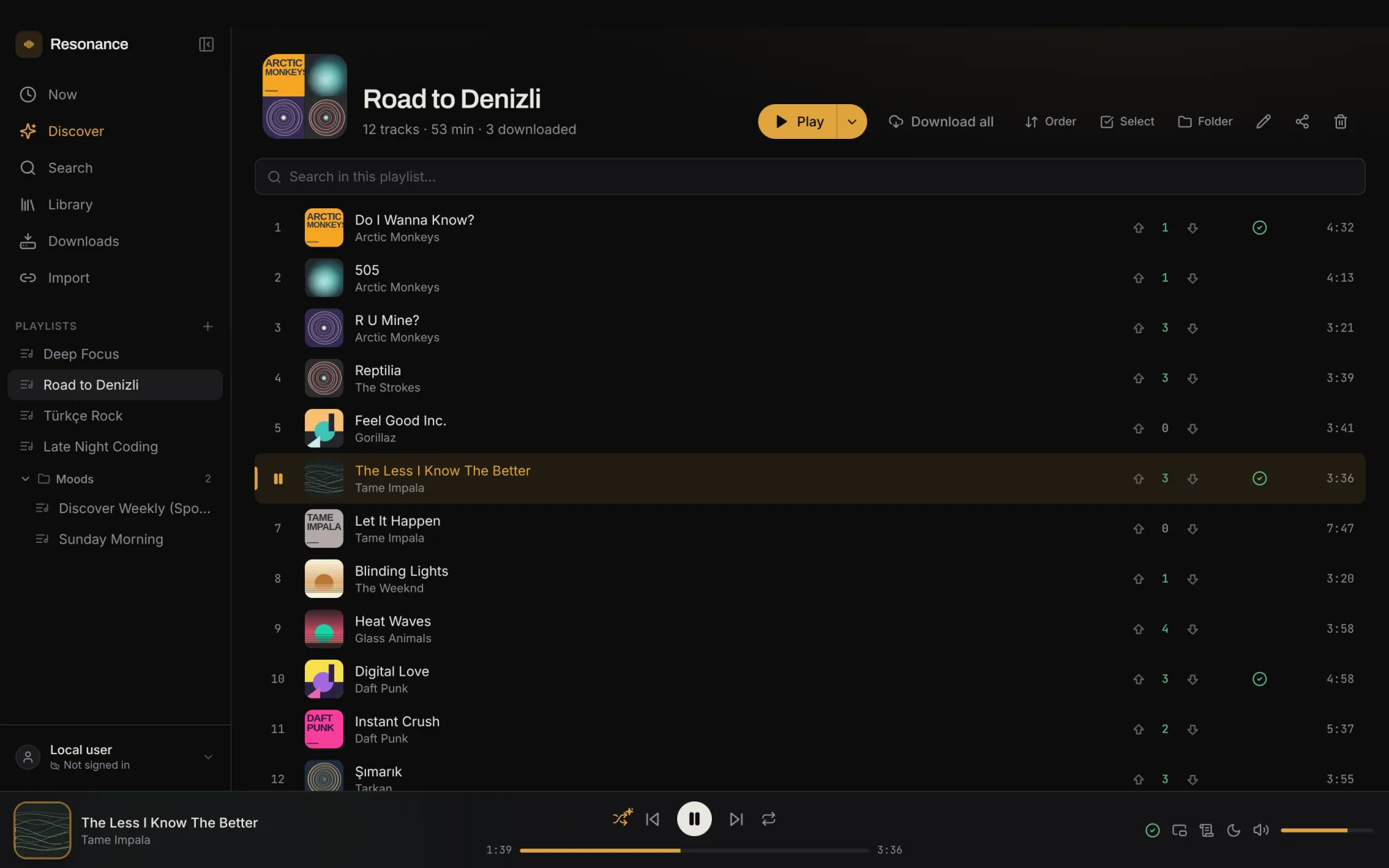 Playlists with Reddit-style karma on every track