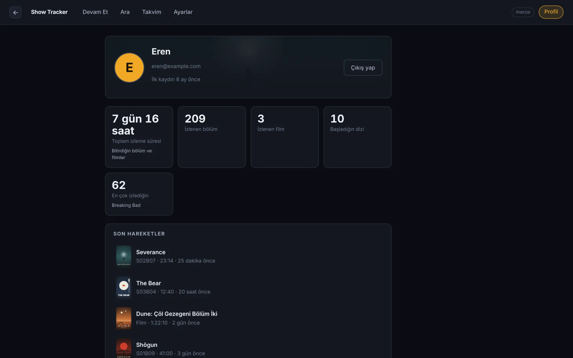 Profile and watch stats